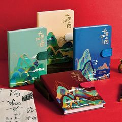 千里江山国潮文創ノート高颜値磁気ボタン手帳事務ビジネスノート卸売り