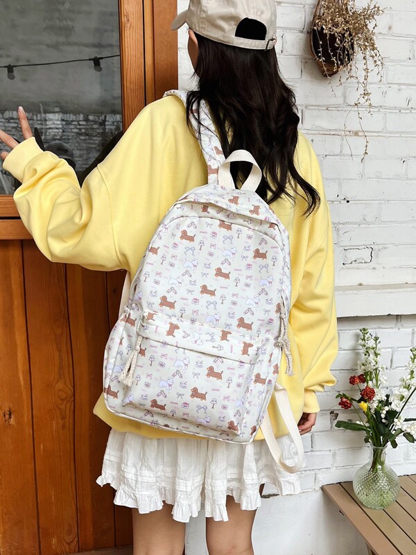 オリジナルの自作優しい日系かわいい砕花青い帽子ソーセージ犬のかばん中学生大学生のランドセル|undefined