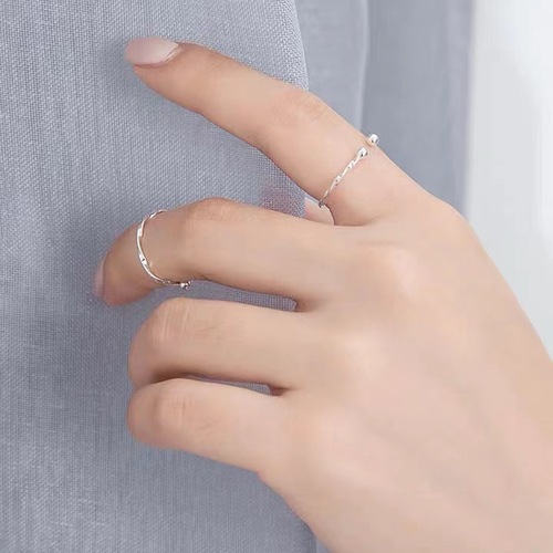 925 sterling silver ring for women Korean ins trendy opening adjustable plain ring thin tail ring little finger cold style high-end decoration