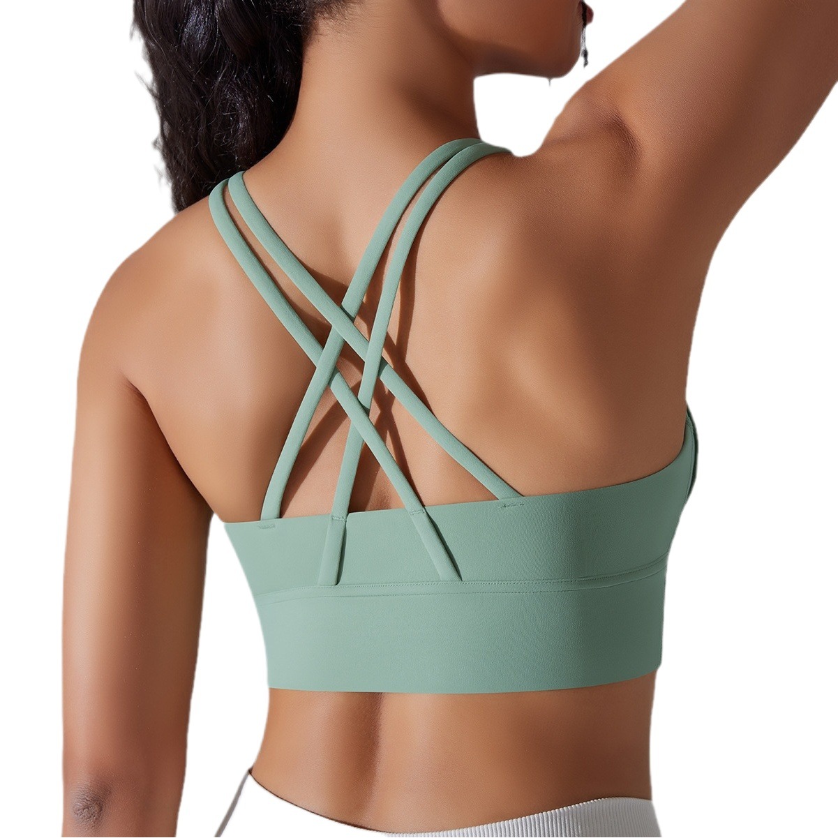 Nuevo doble cara cepillado Cruz espalda a prueba de golpes push up ropa interior deportiva nube sentido yoga deportes sujetador fitness top