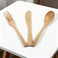 榉木清漆刀叉勺三件套 天然实木餐具套装 无漆无蜡环保 便携餐具