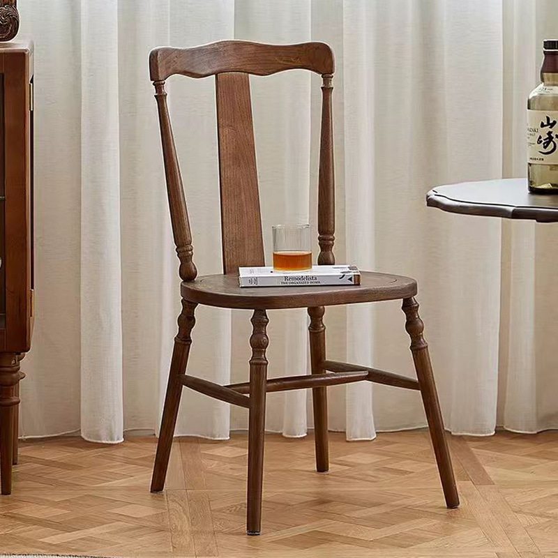Medieval Style French Solid Wood Backrest Chair Desk Soft Dining Chair American Retro Home High-End Design Medieval Style French Solid Wood Backrest Chair Desk Soft Dining Chair American Retro Home High-End Design