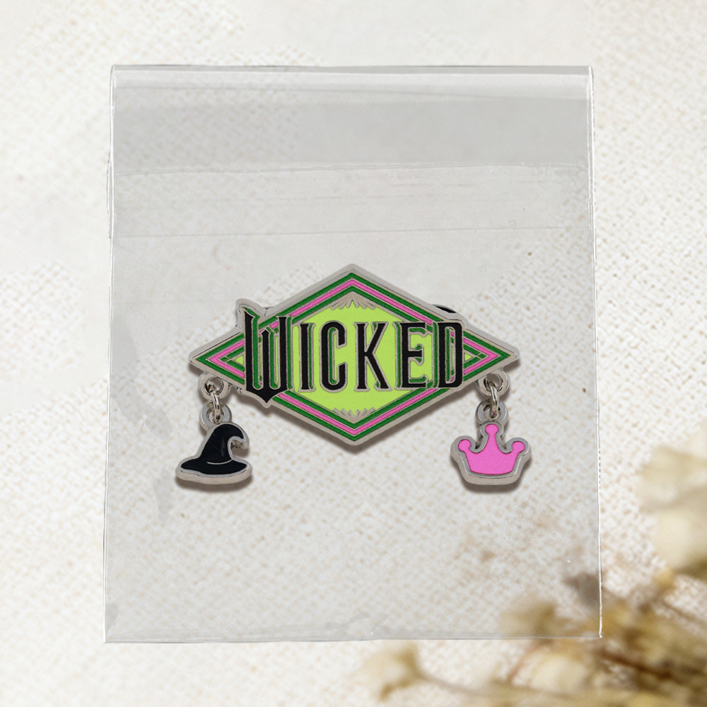 Musical-Themed Merchandise: Evil Witch Brooch, Witch Hat and Crown Pendant Badge, Diamond-Shaped Metal Backpack Accessory