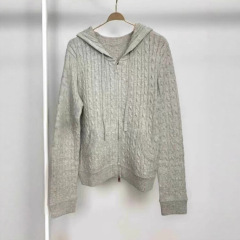 M**檬女装2025秋冬新品百搭休闲连帽拉链针织开衫外套4G9132821