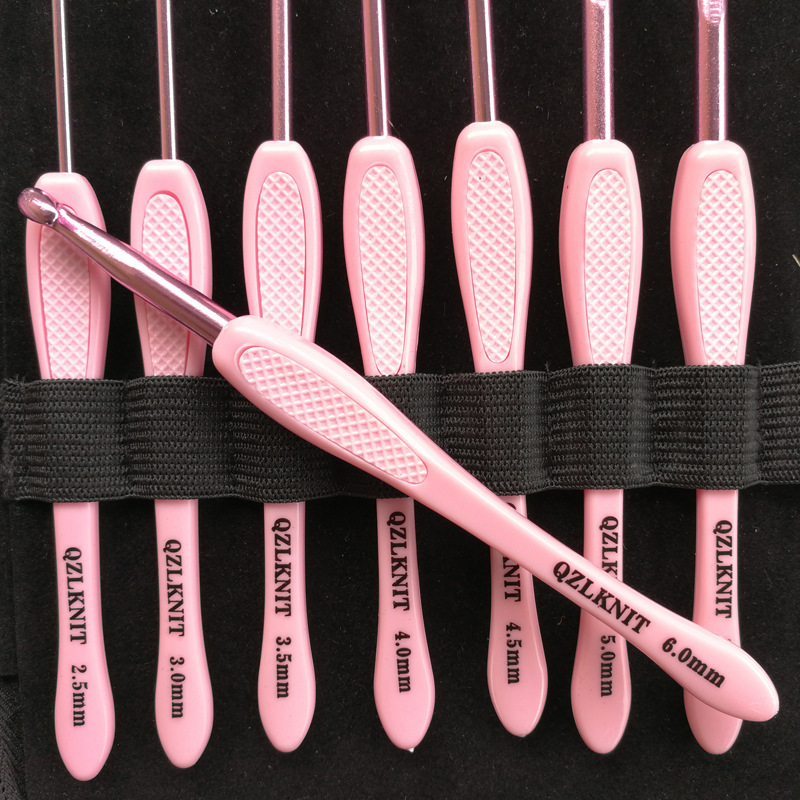 Herramienta de tejido, aguja de suéter, mango de plástico ABS, ganchillo fino de cuero, un juego de 16 piezas, un juego completo de bolsas OPP