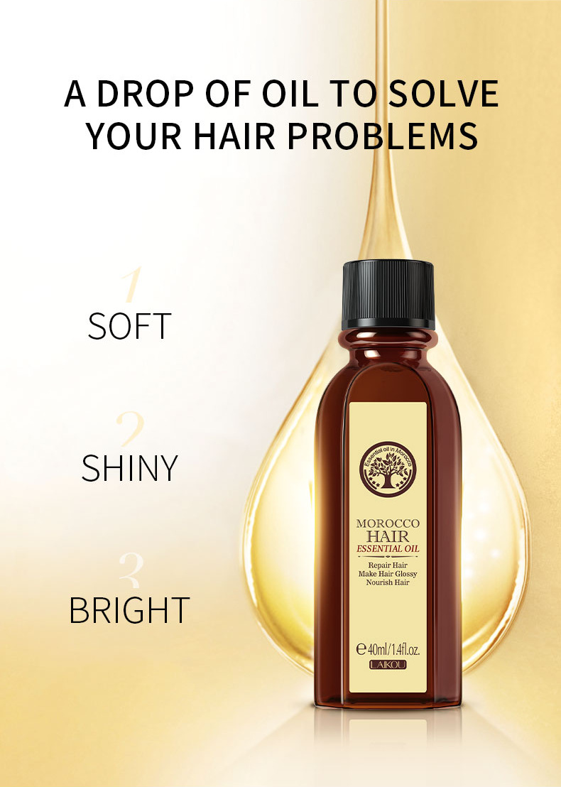 Cross-border laikou Moroccan Hair Care Essential Oil 40ml for improving frizz, fragility and split ends, wholesale from the manufacturer undefined