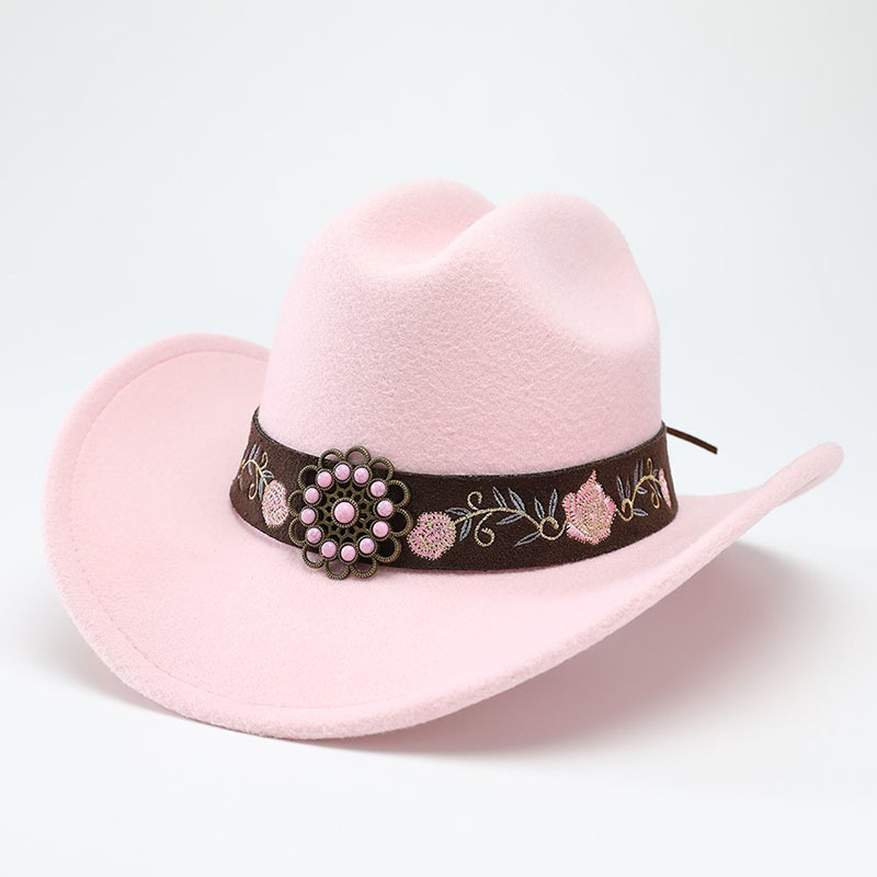 Cross-Border European and American Felt Western Cowboy Hat, Fashionable Horse Riding Hat, Large Brim Hat, Ethnic Style Accessories, Jazz Hat