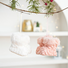 クリスマス装飾新作クリエイティブ小物装飾ピンクホワイトぬいぐるみクリスマスブーツ装飾クリスマスツリーペンダント