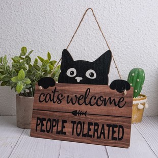 Cross-Border Cat Black Cat Creative Pendant Wooden Pendant Door Decoration Wooden Hanging Sign Decoration Pendant Wholesale