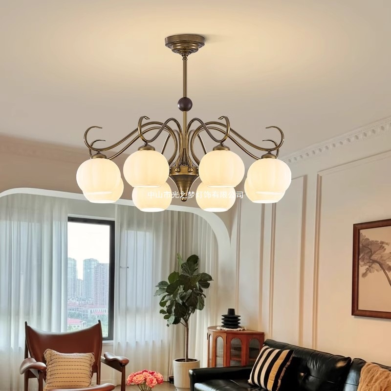 北欧中古美式复古客厅灯新款魔豆吊灯感中古包豪斯中山灯具
