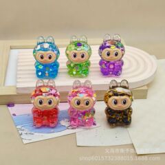 亚克力入油创意流沙摆件拉布布爆闪流沙瓶批发钥匙扣挂件配饰批发