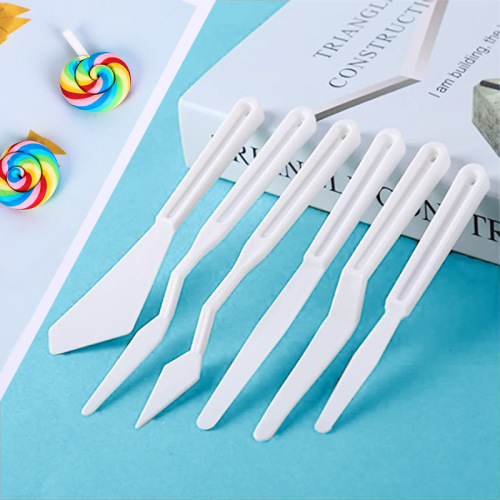Factory direct supply plastic oil painting knife 6-piece set gouache paint scraper pick knife art painting palette knife