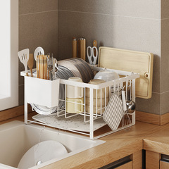 Kitchen drain rack counter bowl shelf sink edge automatic drainage drying shelf Japanese bowl and dish holder storage rack