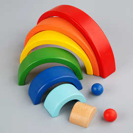 跨境彩虹积木 儿童早教玩具亲子早教婴幼儿玩具批发拼装积木 拼插