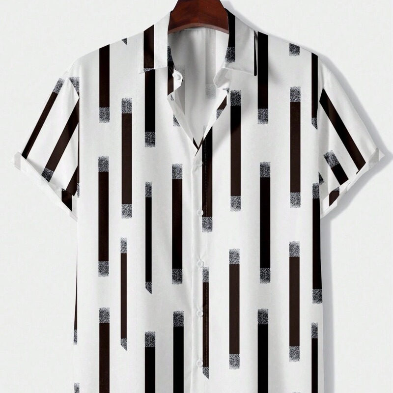Supports Multi-Platform Dropshipping of Cross-Border Digital Printed Summer New Casual Cross-Border Short-Sleeved Shirts for Men in Summer