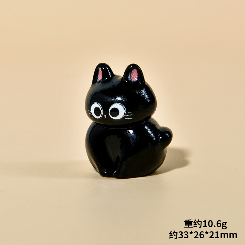 漫画立体小さな黒猫動物樹脂かわいい diy クリエイティブキーホルダージュエリーアクセサリーデスクトップ車の装飾品|undefined