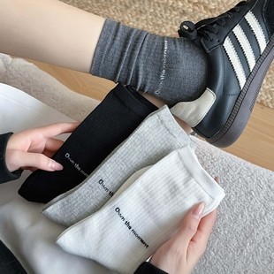 Summer can also wear ins blogger wind letters couples tube socks South Korea socks simple solid color with sneakers