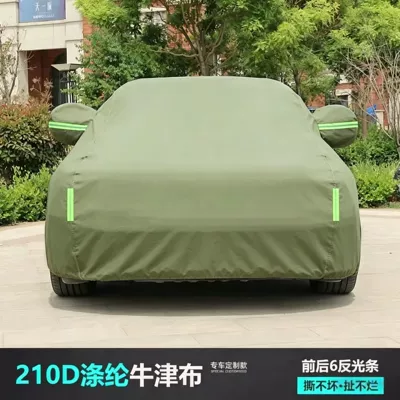 Car Cover 210D Full Cover Thickened Car clothing - please-leave-a-message-when-placing-an-order-to-note-the-model-army-green-210d-polyester-oxford-fabric-gusseted