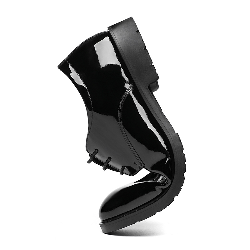 Nuevos zapatos de cuero formales de cuero brillante de charol de los hombres de negocios estilo británico dedo del pie puntiagudo banquete de boda rendimiento de cuero genuino zapatos de los hombres de moda image 4
