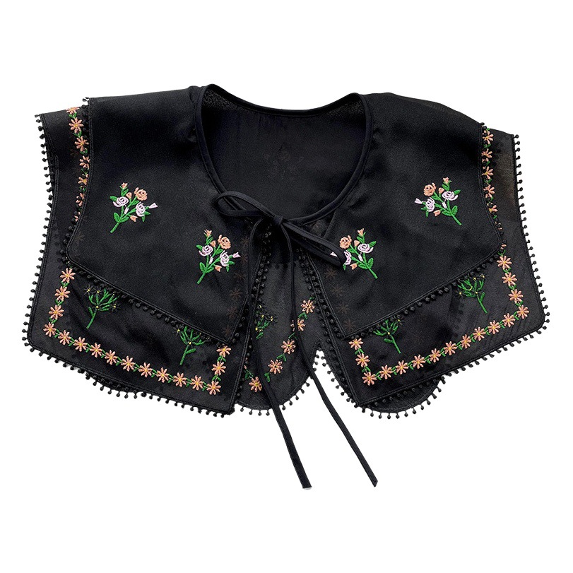Bordado pequeña flor con cordones chal de primavera y verano para mujer falda exterior a juego camisa cuello protección chaleco decorativo collar de muñeca collar falso