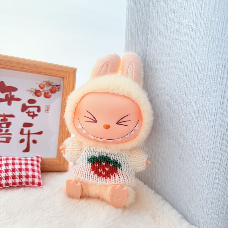 Solo ropa] Llavero de primera y segunda generación Labubu colgante de ropa Rabubu ropa de bebé suéter de punto traje de sombrero