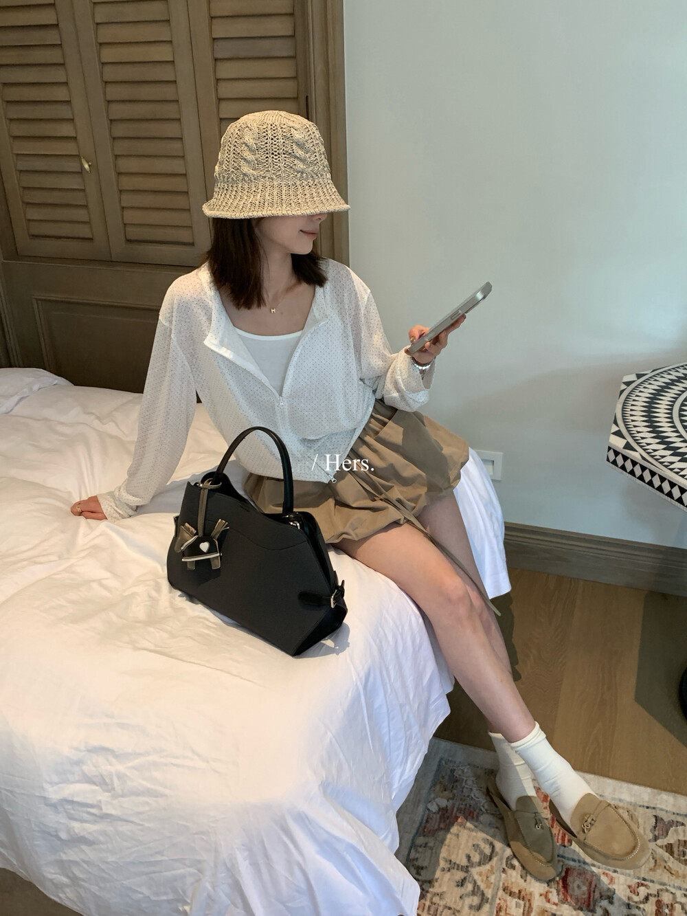 Quần short nữ cạp cao dáng nụ hoa thiết kế rút dây ống rộng thoải mái — Xanh da trờicolor, màu mơ, màu kaki chi tiết 23