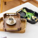 Light Luxury Retro Wave Metal Handle Tea Tray Household Bamboo Tray Tea Cup Hotel Chinese Bread Pastry Tray