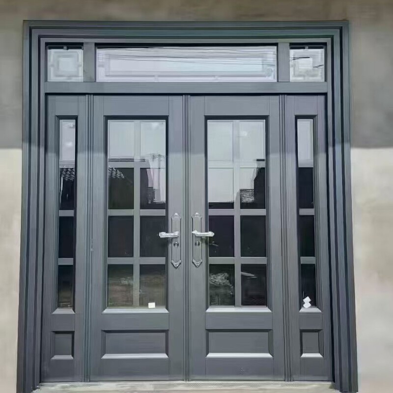 Glass Door for Rural Self-Built Houses, Villa Large Double-Open Four-Panel Imitation Copper Door, Zinc Alloy Entrance Door Glass Door for Rural Self-Built Houses, Villa Large Double-Open Four-Panel Imitation Copper Door, Zinc Alloy Entrance Door