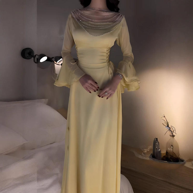 2025 Spring/Summer Cross-Border European and American Women's Fashion Independent Site Amazon Sexy Beaded Chain Strap Dress