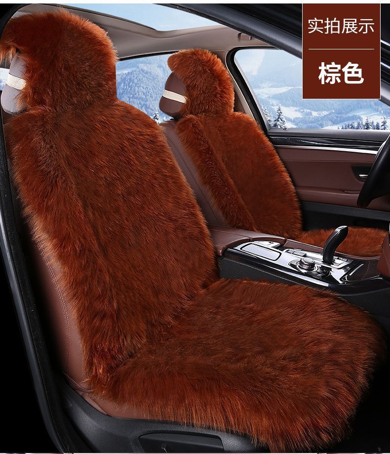 Cross-border imitation wool car seat cushion autumn and winter front row single seat plush single-piece cushion seat cover supplies factory