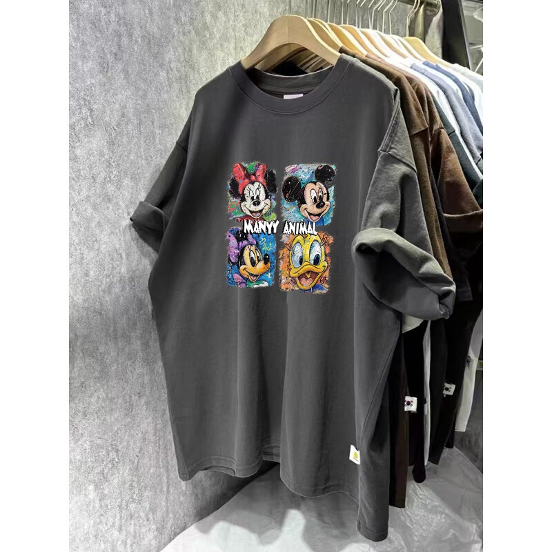 Trendy Short-Sleeve T-Shirt, Loose and Lazy Style, Tummy-Covering Top, Versatile Cartoon Print, Casual Plus-Size Round Neck for Summer Trendy Short-Sleeve T-Shirt, Loose and Lazy Style, Tummy-Covering Top, Versatile Cartoon Print, Casual Plus-Size Round Neck for Summer