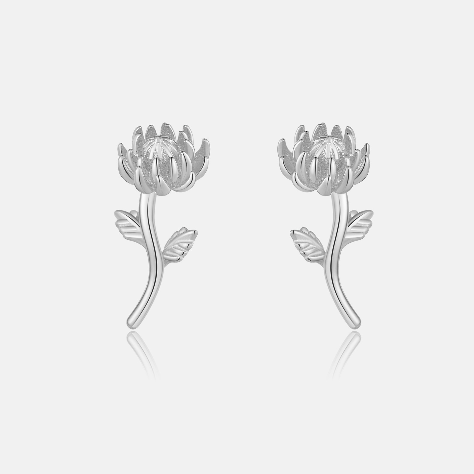 18K Real Gold Plated, Platinum Plated Plating Material Stone-Free Inlay Material 1 Pair 18K Gold Plated 925 Sterling Silver Flower Ear Studs