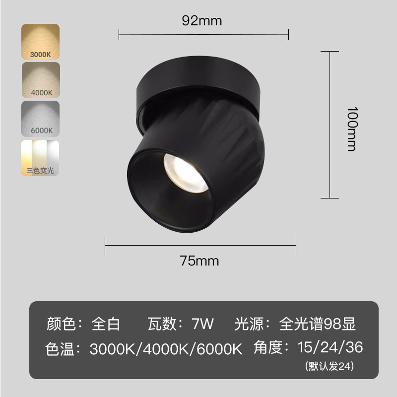 Luz abierta ángulo ajustable LED lámpara de techo hogar sala de estar sin lámpara principal taza profunda anti-reflejo COB pequeña lámpara de techo