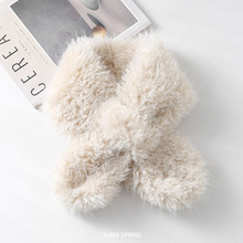 批发韩国2025年冬季新款韩版仿兔毛纯色毛绒围巾加厚防寒护颈围脖