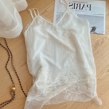 一线品牌折扣捡漏夏季重工刺绣真丝桑蚕丝吊带背心上衣女内搭外穿