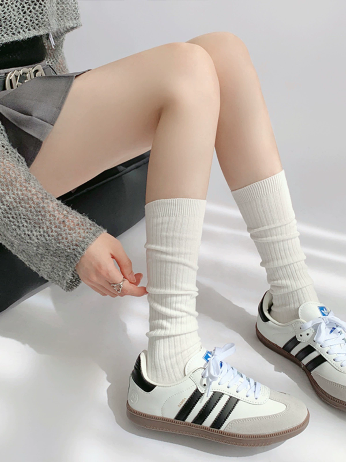 Новые 2024 носки для ног женские весной и осенью тонкие белые чулки