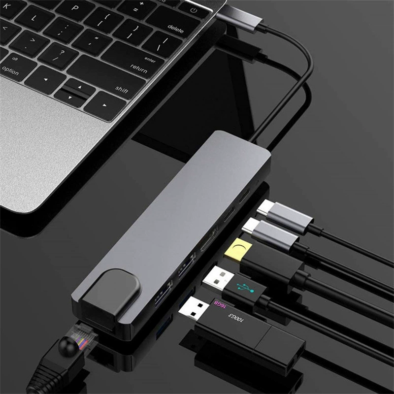Шесть в одном: переходник Type-C с док-станцией до HDMI 100M.com порт 2USB C хаб конвертер хаб для ноутбука