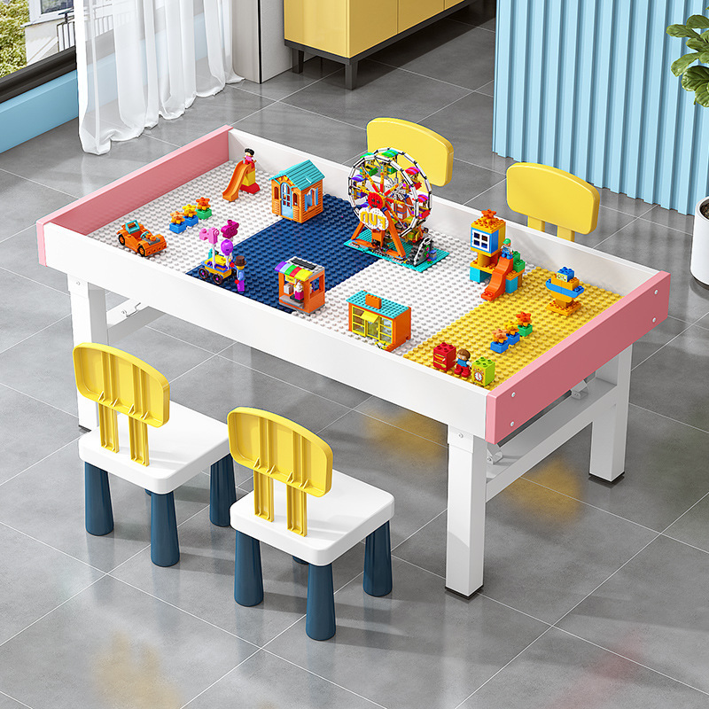 Multifunctional Children's Building Block Table, Foldable Large-Piece Assembly Toy Table for Boys and Girls, Educational Game Table