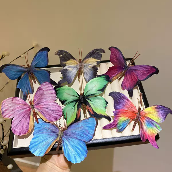 Little Red Book Explosions ~ Dream Blue Butterfly Hairpin Women's 2025 New Super Fairy ins Wind Bangs Side Clip Hairpin Hair Accessories