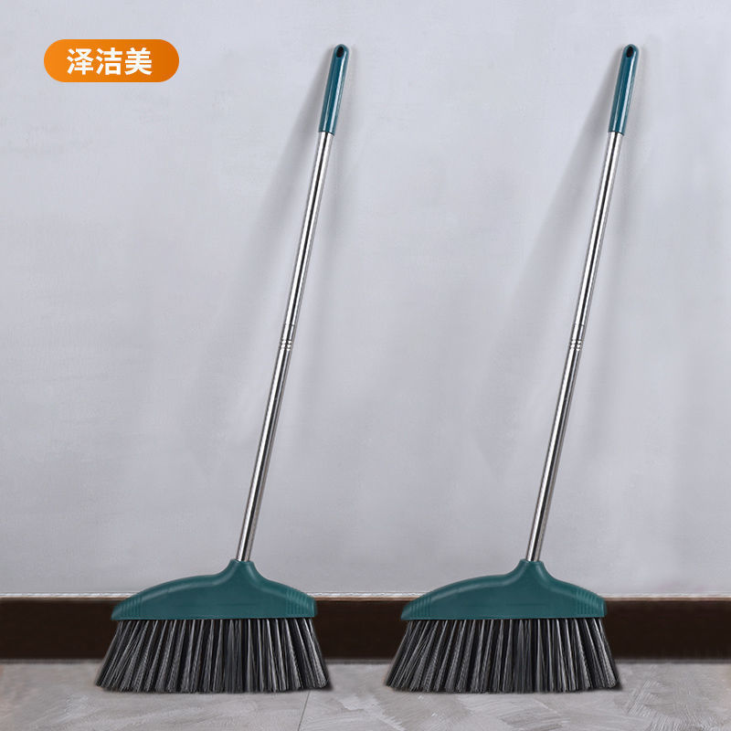 ほうき家庭用柔らかい毛シングル延長掃除ノンスティックヘアロングハンドル兼用ほうきとちりとりセット浴室用|undefined