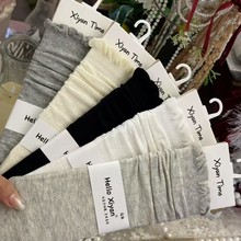 禧颜袜子批发纯色袜子女士薄款花边纯棉日系防臭百搭中筒堆堆袜子