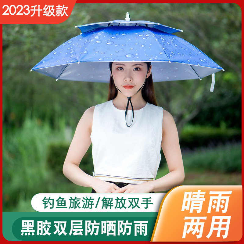 Fishing Parasol Head Umbrella Rain Hat Umbrella Hat Head-Mounted Umbrella Hat Rainproof Headband Foldableing Hat Large Bucket Hat Top