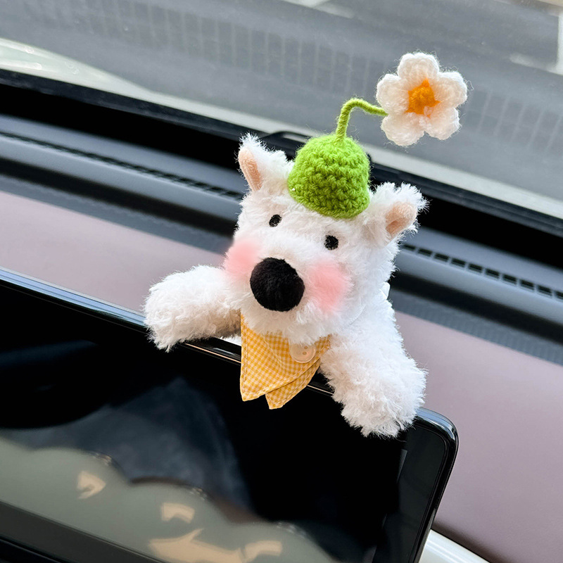 Decoración de coche West Highland Pantalla de control central de coche Muñeca de fiesta Decoración de pantalla Accesorios de coche Muñeca linda