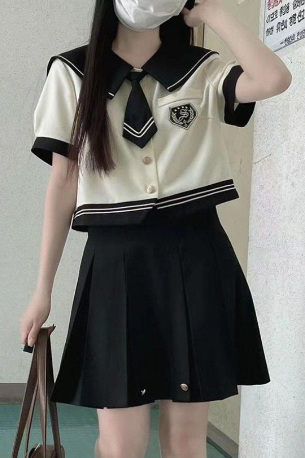Japanese-Style College Student Sailor Uniform Short Skirt Class Uniform School Uniform Set for Girls