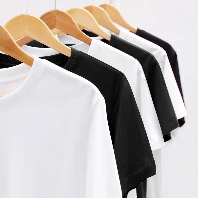 Pure White T-Shirt Men's and Women's Short-sleeved Pure Cotton Solid Color Half-sleeved Blank T-shirt for Tie-dyeing DIY Hand-painted Drawing Culture Shirt