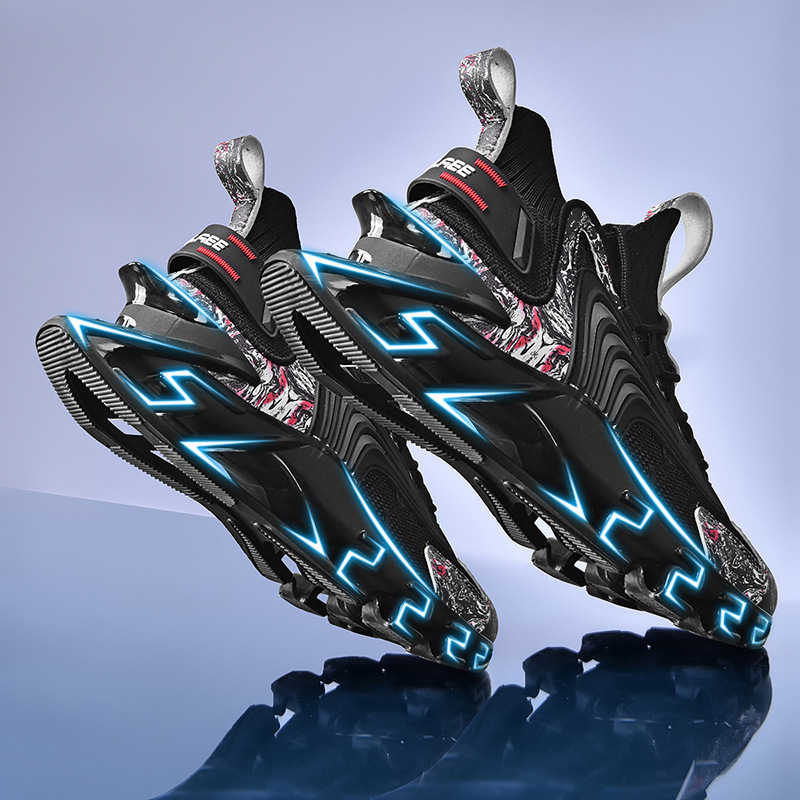 2022 New Mesh Tide Shoes Running Shock Absorption Summer Students Increase Large Size Blade Shoes Spring