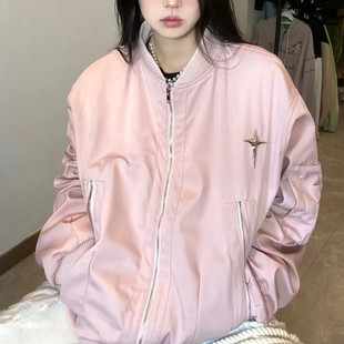 vintage American Style Retro Multi-Zipper Crock Jacket Women's Trendy Brand Loose Harajuku Style Baseball Suit All-Match Jacket