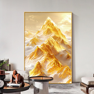 日照金山挂画客厅装饰画现代简约沙发落地画高级感背靠金山卧室画-阿里巴巴