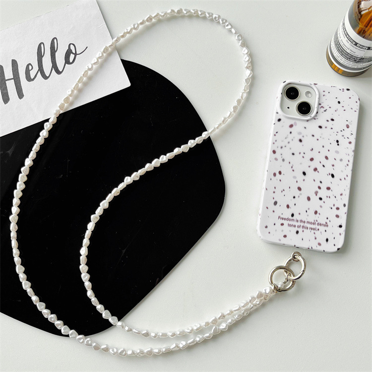 ins simple high cold wind irregular pearl mobile phone lanyard long crossbody mobile phone chain pendant drop-resistant crossbody female