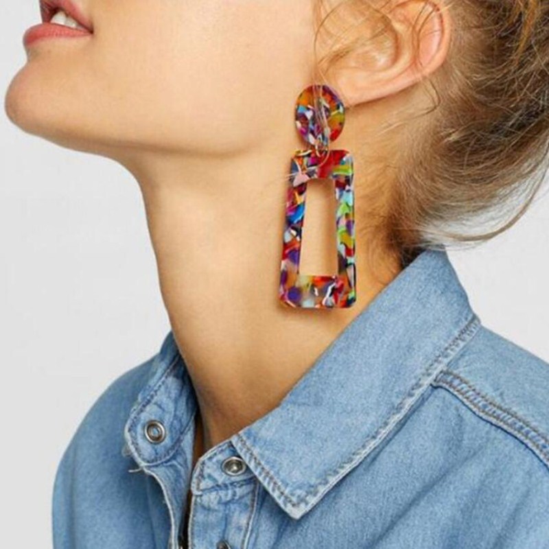 AliExpress explosions color acrylic earrings without earholes cross-border e-commerce hot women's simple ear clip jewelry wholesale
